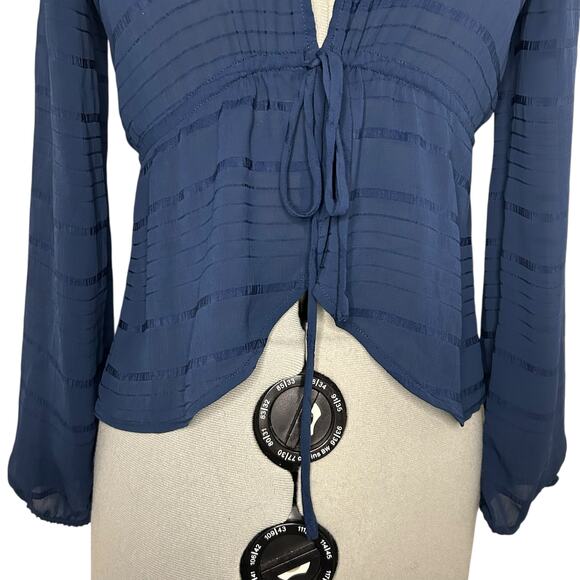 BCBGeneration Sheer Blue Tie Blouse Size S - Picture 2 of 6